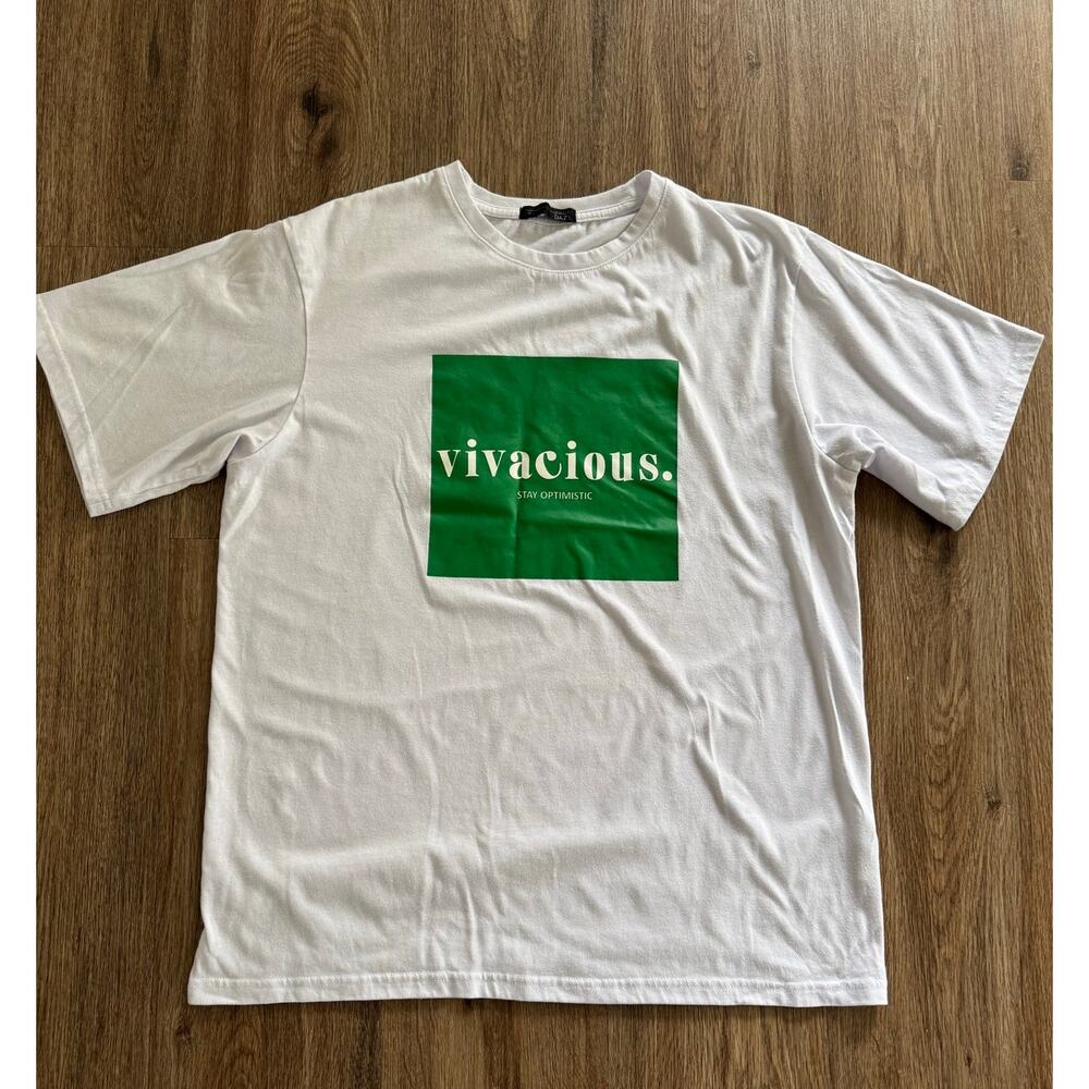 Oversized White T-shirt Vivacious Women Size Large